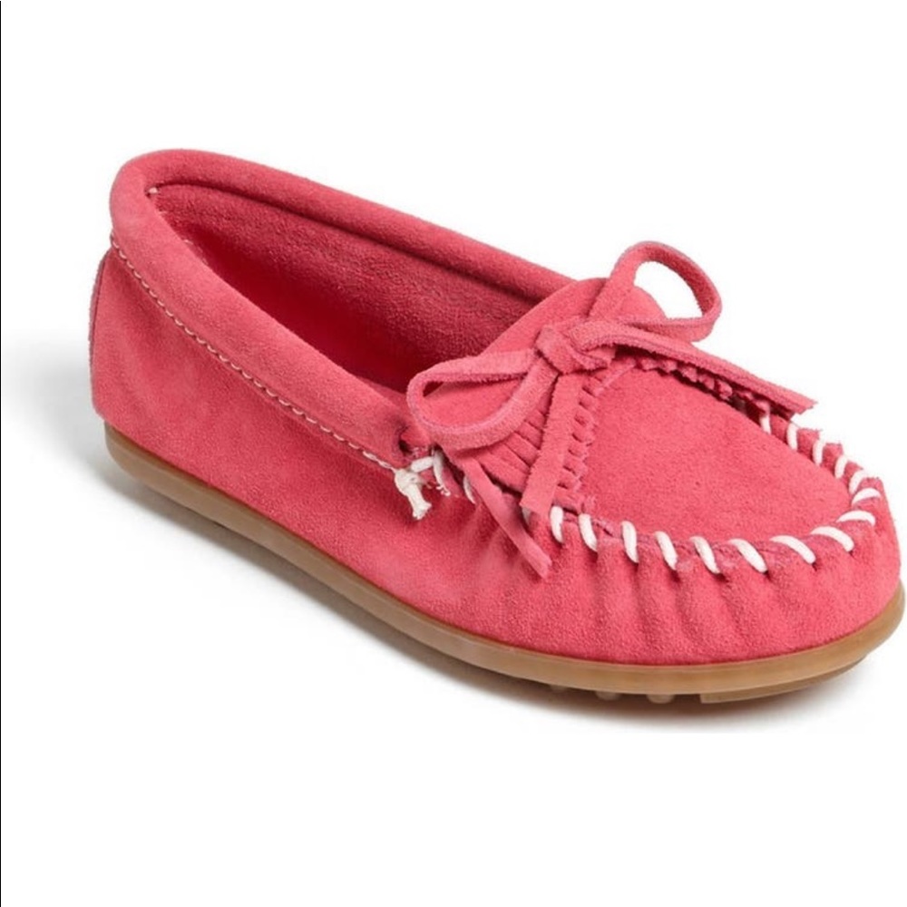 Minnetonka Kiltie Mocassin Sz 8 Hot Pink